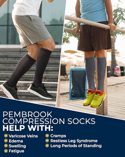 Image of Pembrook Cotton Light Compression Socks for Women & Men - 3 Pairs | 8-15 mmHg Comfort Compression Socks for Men & Women