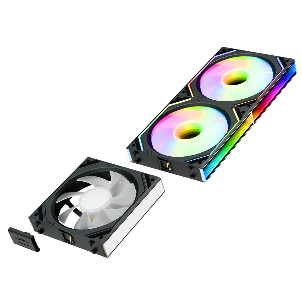 UNI Fan JM-V2 120 Infinity Mirror Module Daisy-Chain ARGB PWM Case Fan 120mm Triple Pack Suitable for Computer Case & CPU Cooling