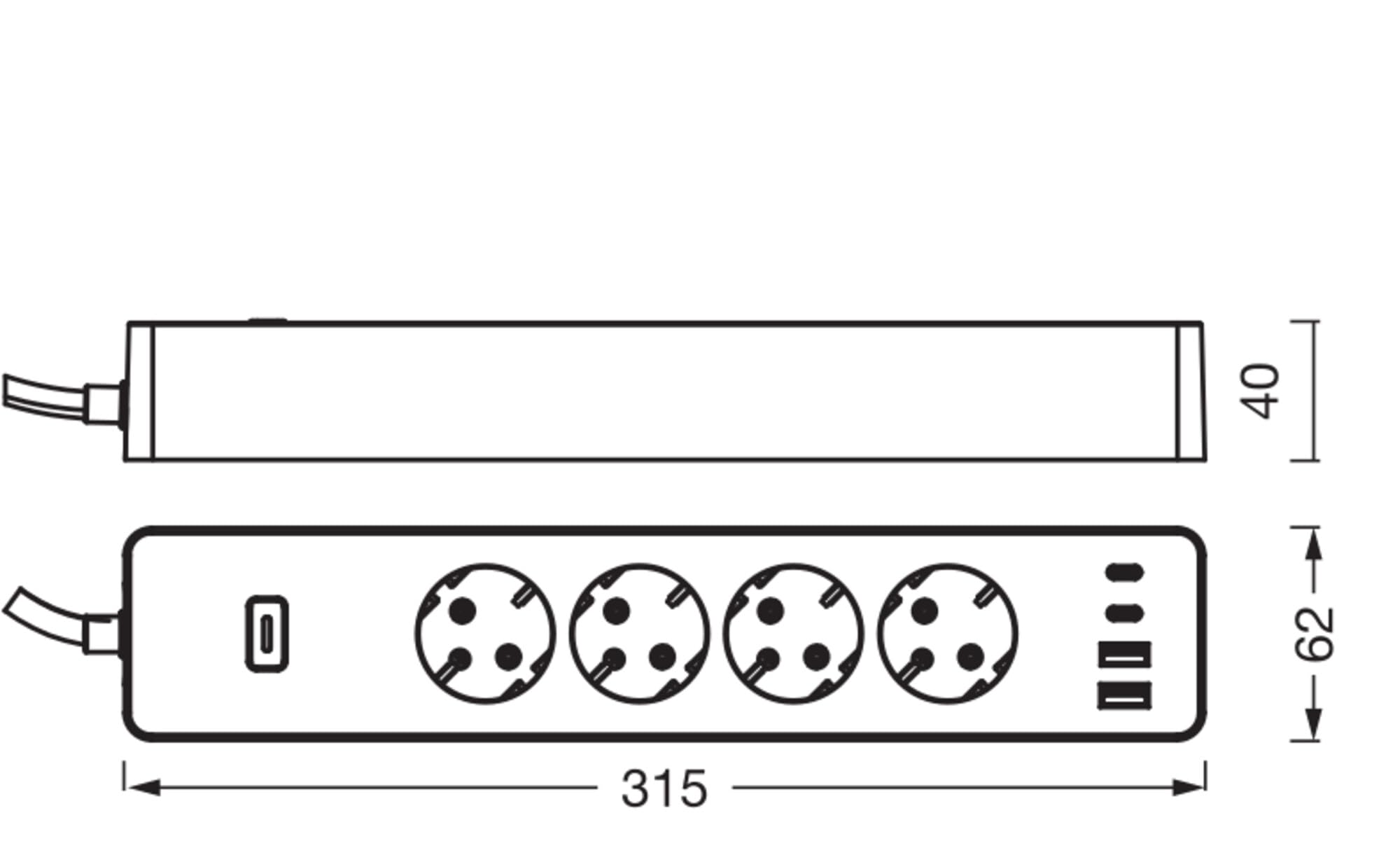 Ciabatta multipresa OSRAM SMART+Wifi Smart WiFi EU-EU a 4 vie con porte USB intelligenti, protezione IP20, per integrare i dispositivi nella casa intelligente