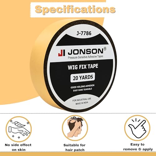 Image of Jonson Hair Wig Fix Black Tape | Strong Hold 7-14 Days | Water & Sweat Resistant | Skin-Friendly | Easy to Apply & Remove | 20 Yards