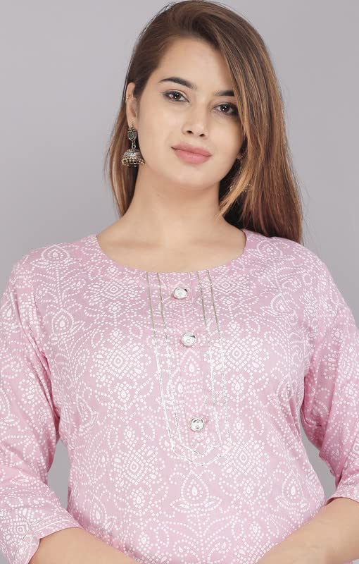 Image of JC4U Lemon Cotton Gotta Round Neck 3 /4sleeves bandej Kurta Sizes (M-XXL)