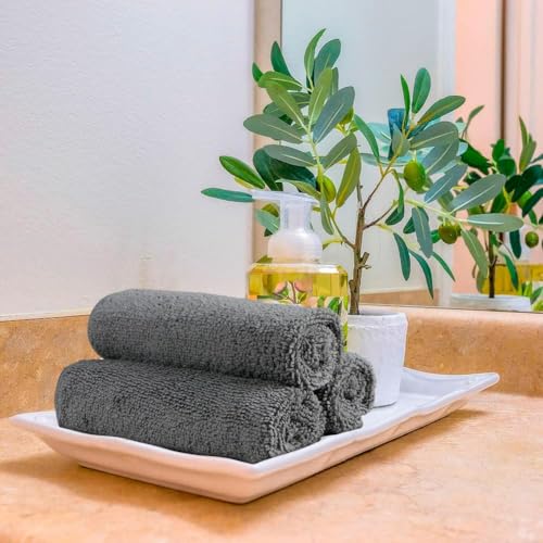 Image of Orighty Washcloths Bulk, 100 Pack Highly Absorbent & Soft Feel Microfiber Face Towels, Multi-Purpose Wash Cloths & Hand Towels for Bathroom, Hotel, Spa, and Gym, 12x12 Inch, Grey