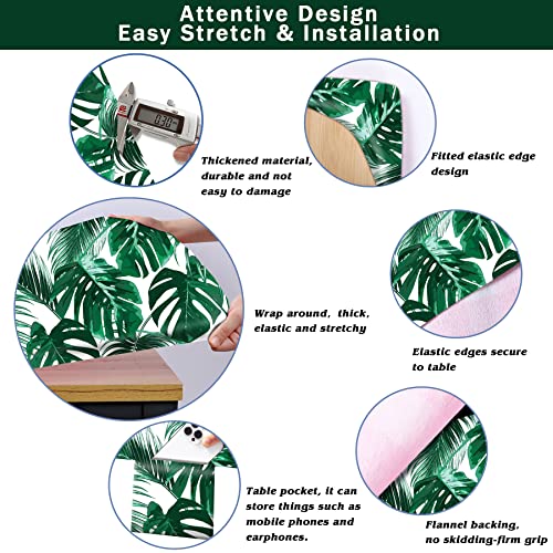 Picnic Table Cover With Bench Covers Vinyl Elastic Edges Fitted Rectangle Picknick Tables Seat Waterproof 3-Piece 80X38In Set Outdoor Rectangular Folding Backing Tablecloth Camping Xlarge Palm Leaf #TOP2