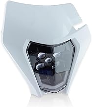 Generico Universal LED Headlight Motocross Motorcycle Mask with V-Face Headlight Universal Cross Enduro Supermoto White