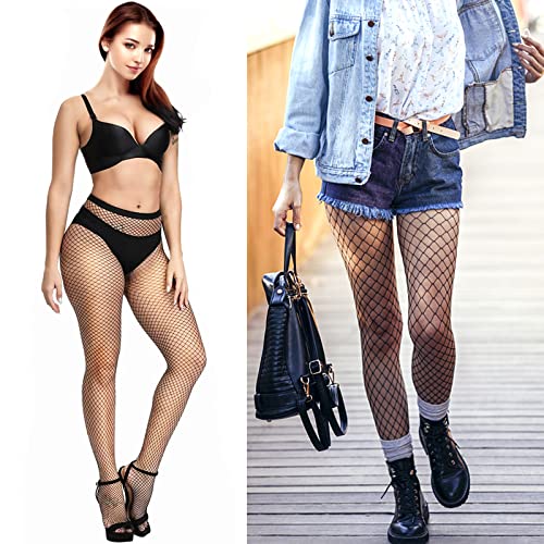 Buauty 6 PCS Black Fishnet Stockings For Women, Fish Nets Women Tights, Fishnet Tights Womens Thigh Hight Stockings4