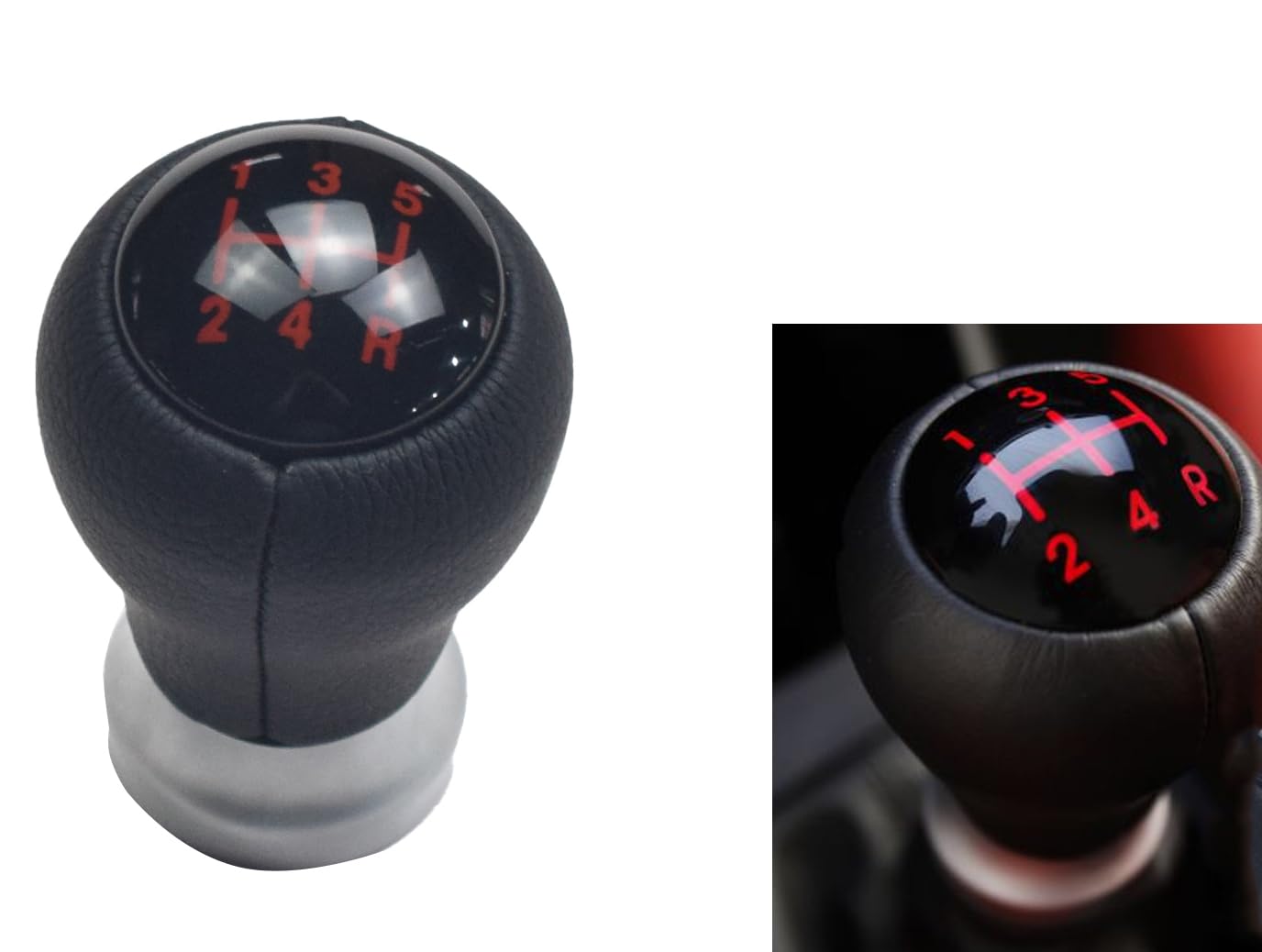 Yoegerery Black 5R Speed Manual Gear Shift Knob Leather Shifter Lever Stick Handball For Kia Picanto Morning 2012-2015 Rio Mk3 2016 (5R Speed)