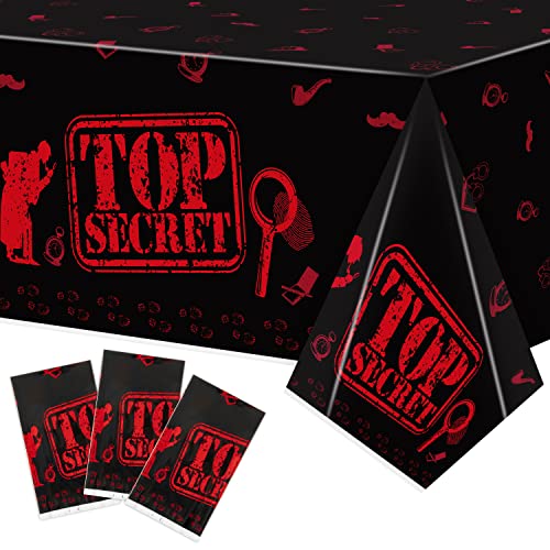 Image of K1tpde 3PCS Spy Party Tablecloths for Kids Birthday Secret Agent Theme Table Covers Spy Plastic Table Cloth Secret Themed Party Decorations for Boys
