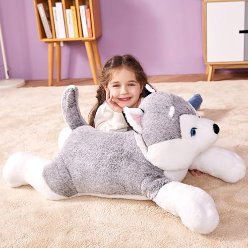 Image of IKASA Large Husky Soft Toy Giant Cuddly Toy, 78 cm Dog Large Plush Toy, Huge Fluffy Soft Jumbo Plush Toy, Gift for Children