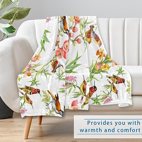 Couverture douce oiseau exotique camélia rose contre le froid