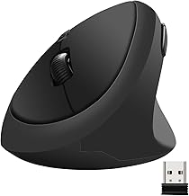 Vertical Wireless Mouse, Rechargeable Ergonomic Gaming Mouse, 6 Buttons 400mAh with Adjustable 800/1200/1600DPI, Compatible with Windows/MacOS, Laptop, PC, Ideas, Ideas, Black
