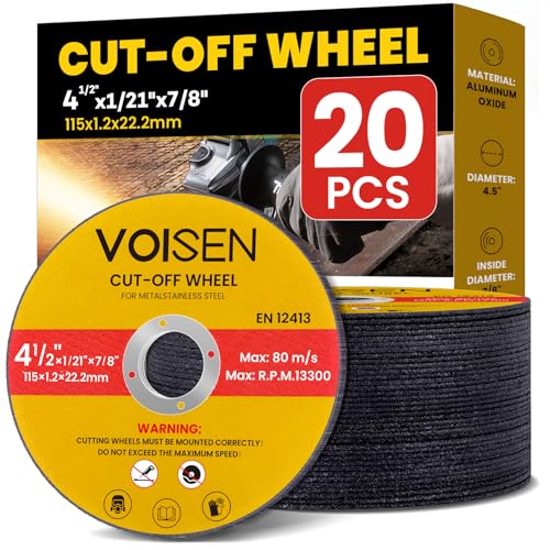 Image of VOISEN 4 1 /2 Cut Off Wheel,20 PCS Angle Grinder Cutting Disc 4-1 /2 inch x 1 /21 inch x 7 /8 inch Thin Metal & Stainless Steel Cutting Wheel,Grinder Blades Professional Fast Cutting Disc