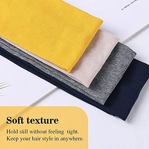 URAQT Haarband Damen,6 Stück Stirnbänder Einfarbig, Haarreifen Headwrap Turban, Elastische Headbands Bandana Vintage für Alltag Yoga Sport – Bild 4