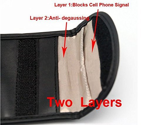 Pu Leather Cell Phone Anti-Tracking Anti-Spying GPS RFID Signal Blocker Pouch Case Bag Handset Function Bag (Black