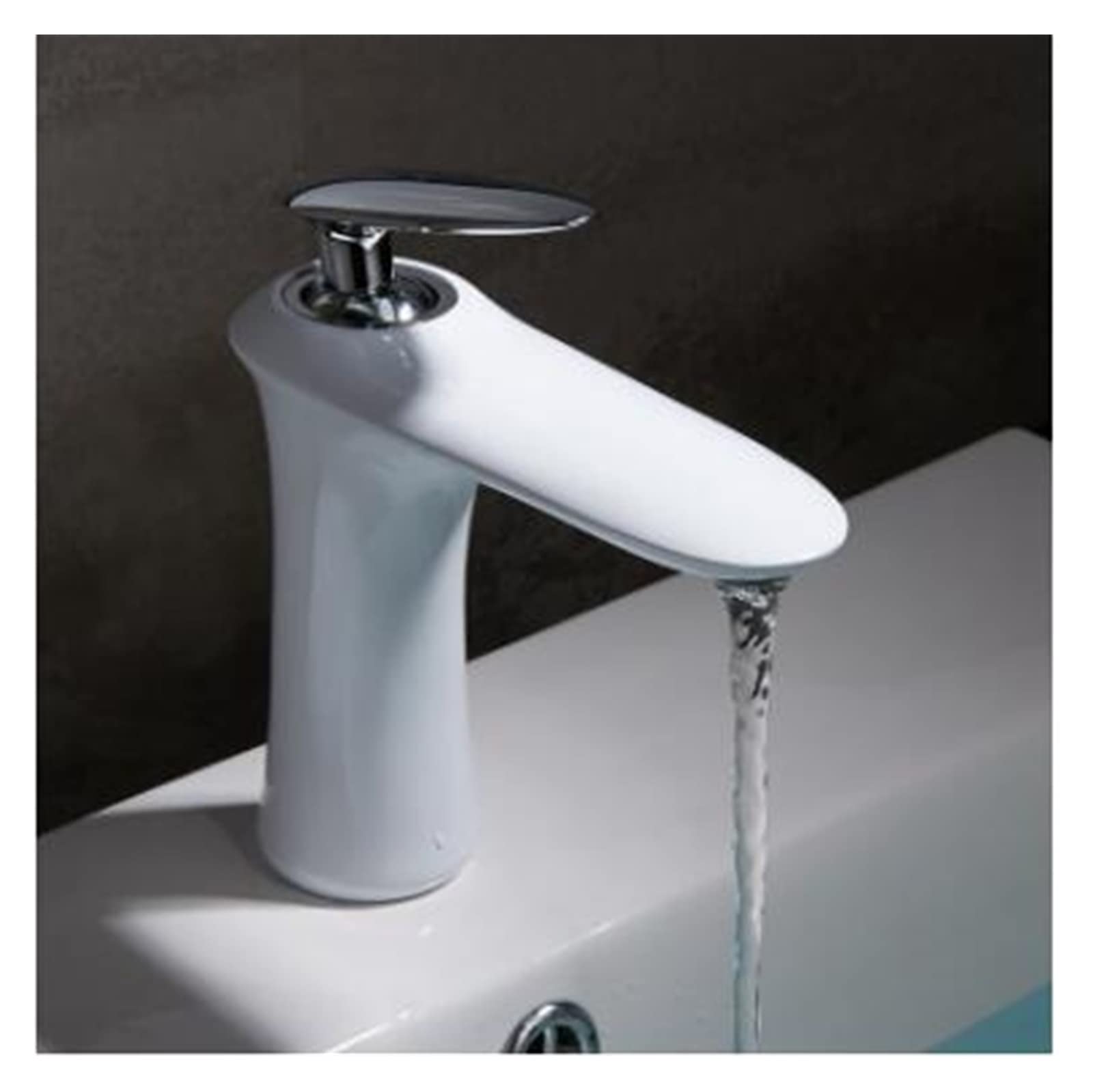 Mitigeur évier de toilette et lavabo robinet de salle de bain blanc eau chaude froide en laiton