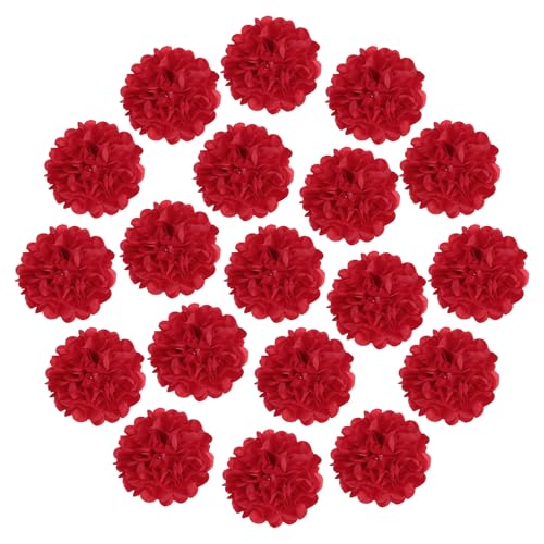 QUARKZMAN 20 Piezas De Pompones De Papel De Seda 10Cm Flores De Papel Grandes Y Coloridas Decoraciones Para Pared Para Fiesta Cumpleaños Boda Rojo