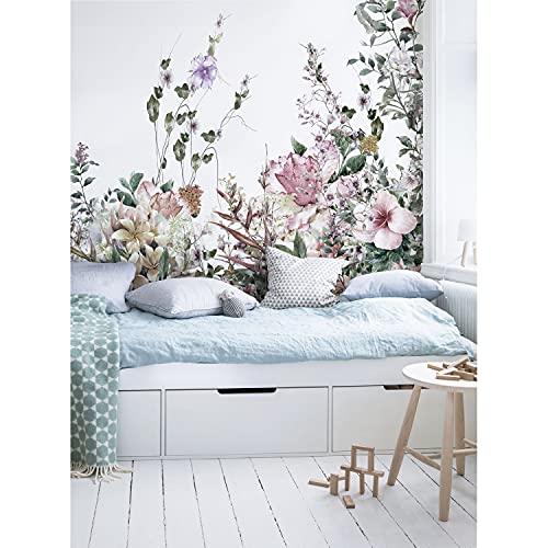 Papier peint intissé fleurs de terrain 208x146cm pour masquer les défauts muraux