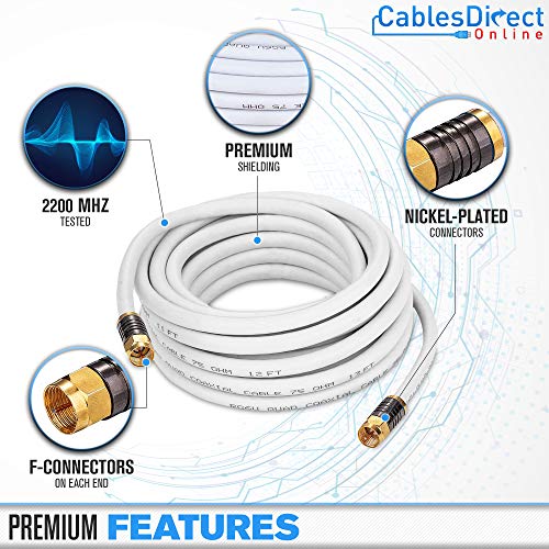 Cables Direct Online 75Ft White Quad Shield Rg6 Coaxial Cable thumb #1