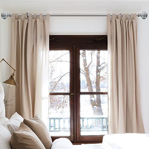Ycolnaefllr 1" Diameter Adjustable Curtain Rod 36 To 72", Silver Curtain Rod For 24 To 68" Windows, Heavy Duty Adjustable Curtain Rod With Round Marble Finials #TOP2