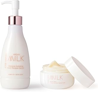 Argan Milk Body Care Gift Set - Intense Hydration Body Serum + Night Cream with a Lightweight Texture - Fast-Absorbing Skin & Body Care Set with Pure Argan Oil (2 Count)