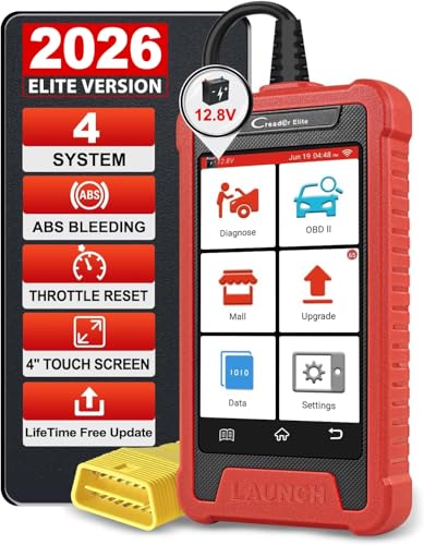 LAUNCH Elite ABS Bleeding Scan Tool,Engine Transmission ABS SRS OBD2 Scanner Diagnostic Tool,Throttle Reset Code Reader,Lifetime Online Update,4'' Touch Screen,AUTO VIN,Battery Test,Live Data Graph