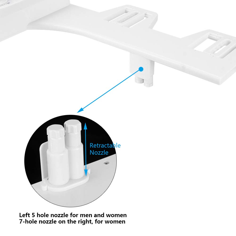 YWBL-WH Pulverizador para bidé de Inodoro, Autolimpieza, Material ABS, Boquilla Doble Fría y Caliente, Distancia Ajustable del Orificio de Presión de Agua, Color Blanco