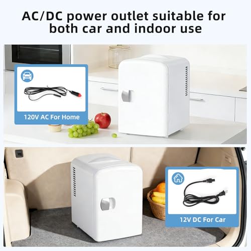 Image of Antarctic Star 4L /6 Can Portable Mini Fridge,Personal Compact Refrigerator,Small Cooler for Food,Drinks or Skin Care, AC /DC for Bedroom, Car, Office & Dorm, White