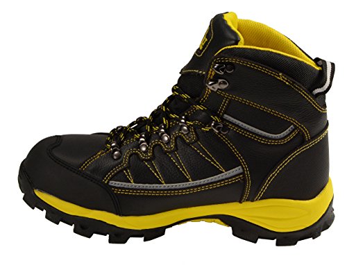 Image of Bazalt MBM9122 Men's Lace-Up Black with Yellow Water and Frost Proof Leather Outdoor Boots, 7