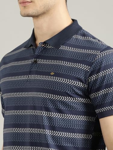 Image of JOVEN Mens Printed Polo Neck Half Sleeve Regular Fit Mercerised Cotton T-Shirt