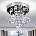 diisunbihuo 19" Modern Crystal Chandelier Flush Mount Ceiling Lights Raindrop Chandelier Dining Room Bedroom Kitchen Entryway Foyer Chandelier of 5 Lights H17 X D19 (GU10 Bulb)