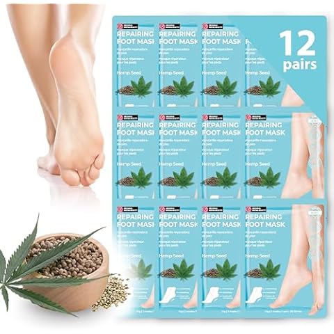 Innerest Original Derma Beauty Foot Mask 12 Pairs Repairing Hemp Seed Moisturizing Foot Mask Set Body Exfoliator Callus Remover Foot Masks Foot Bath Pedicure Supplies for Beauty & Personal Care Cover