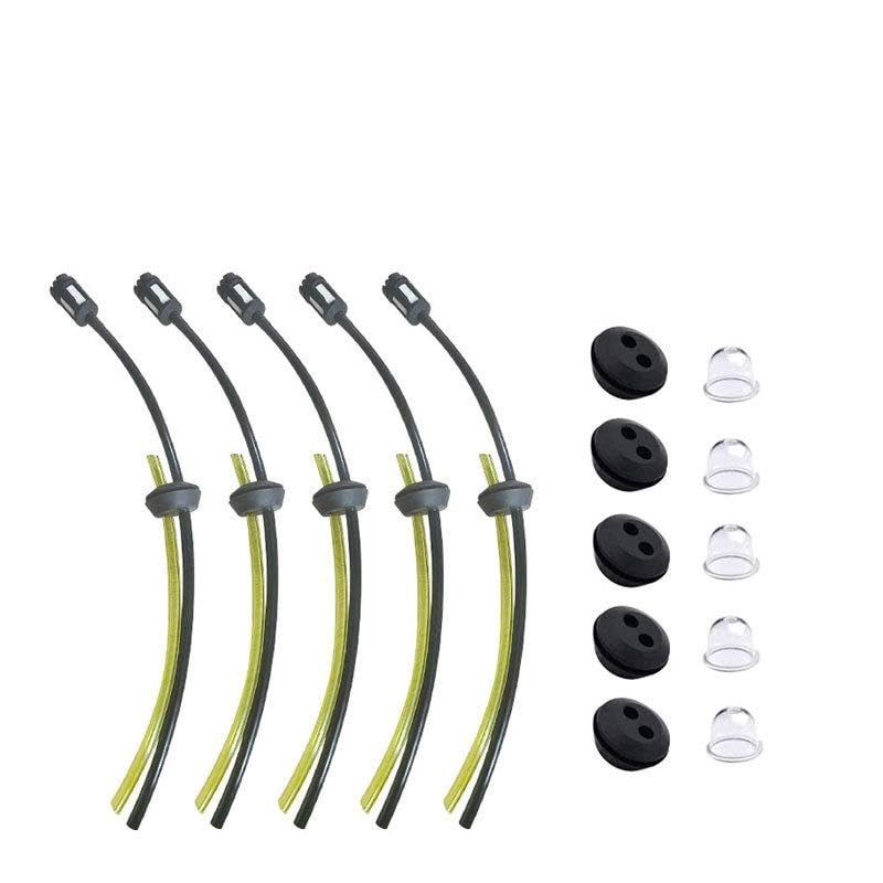 JONGJUER 5 Piece Universal Fuel Line Gasoline Filter Kit Lawn Mower Fuel Hose Lawn Mower Brush Cutter Garden Trimmer