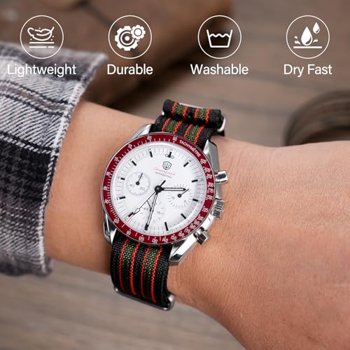 Image of TACTICAL FROG Nylon Watch Band 18mm 19 mm 20mm 22 mm 24 mm, Waterproof Military Watch Straps Replacement for Men Women, With Stainless Steel Buckle