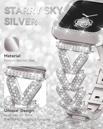 Image of Rhinestones Encrusted Metal Bracelet and Case, Compatible with Apple Watch Bands 38mm-49mm (Series 11 /10 /1 /SE /Ultra 2)- Bling Gold Women's Jewelry Strap, Luxury iWatch Bracelet