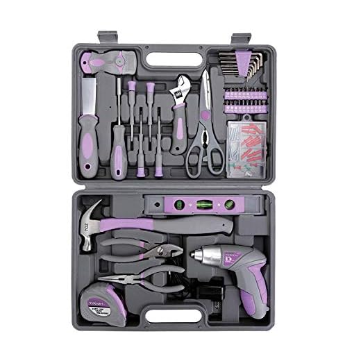 44-Piece Home Repair Tool Kit with Ergonomic Handles, Mauve