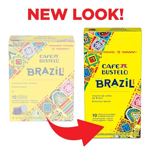 Image of Cafe Bustelo Aluminum Espresso Capsules, Brazil Blend, Intensity 11, 40 Count | Brazilian coffee blend, intensity 11, full-bodied, aluminum espresso capsules, rich crema, stands up to milk and sugar