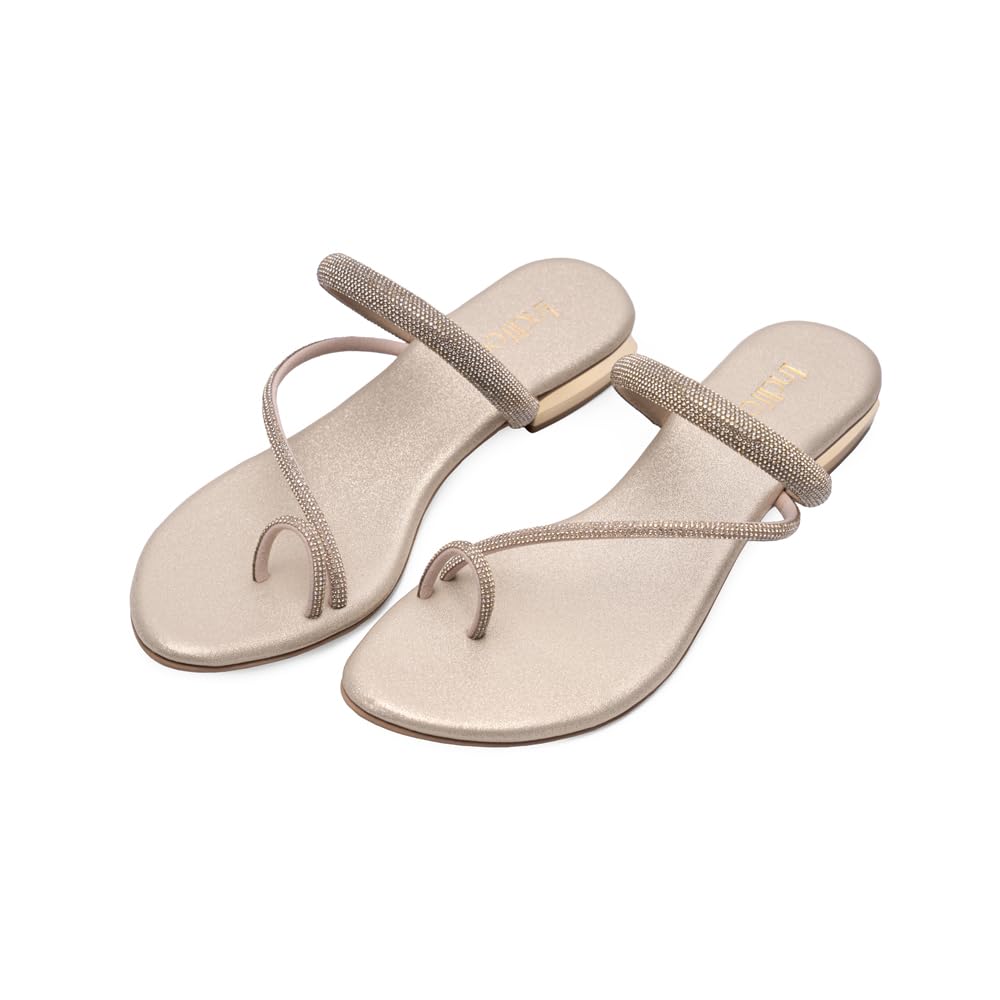 Indifeet - Sandals For Women,Ladies Latest Stylish Heels Footwear, Womens Party Medium Heel Sandal, Woman Fancy Ethnic Chappal, Chappals With Toe Ring, Gold, 6 UK (B0D37WNGM6) Amazon Price History, Amazon Price Tracker