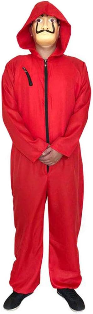 Unisex Dali Mask Red Costume for La Casa De Papel Coverall Jumpsuits Halloween Cosplay Hoodie Costume