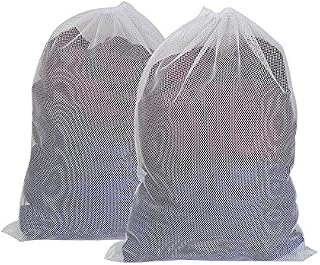 Vivifying Large Washing Net Bags, Set of 2 Durable Coarse Mesh Laundry Bags with Lockable Drawstring for Big Clothes, Duvet Cover (White)