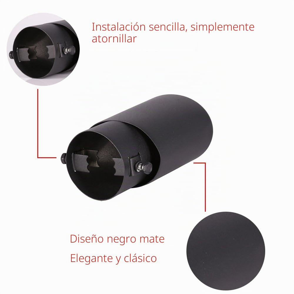 1 x 62 mm Tubo de escape de acero inoxidable Trim Car Tip Tail silenciador Cola garganta negra para Universal Auto Styling