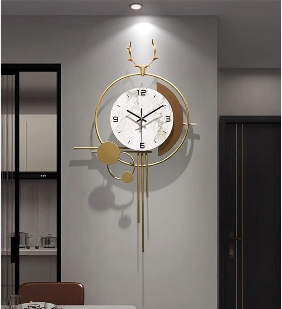 Wall Clock Simple Light Luxury Wall Clock Living Room Home Art Creative Restaurant Clock Atmospheric Clock Wall Hanging Clock for Wall(Medium)