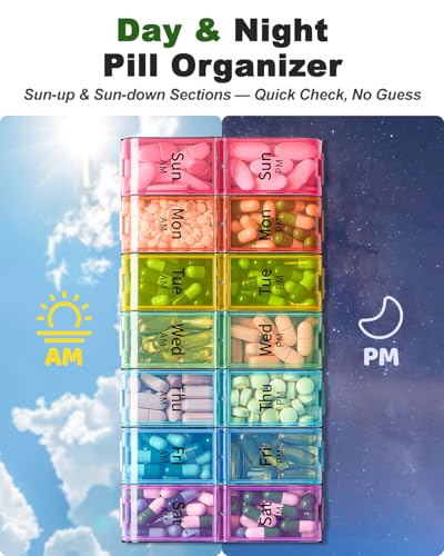 Image of Extra Large Pill Organizer 2 Times a Day,Made for Seniors & High-Dose Users | Easy-Open, High-Capacity, Bold-Letters, Senior-Friendly, AM /PM, Weekly-Tracking, BPA-Free, Long-Lasting