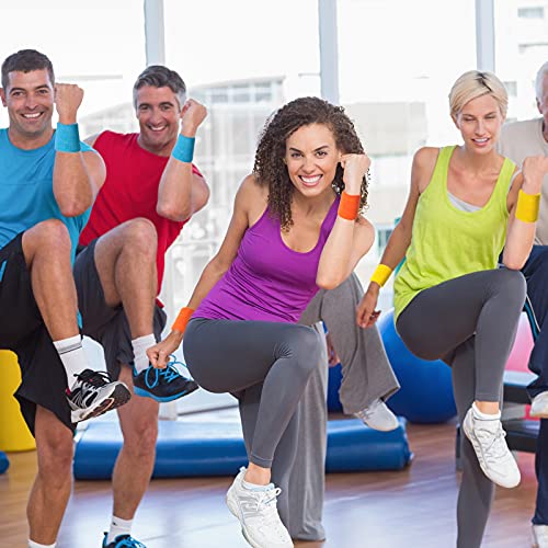 bememo 12 pcs neon sweatbands wristband sweat wrist band competitions absorbent sweatbands for men women for sports running