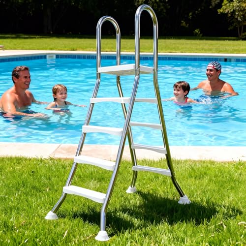 Escalera para piscina de acero inoxidable de 4 peldaños miniatura 2
