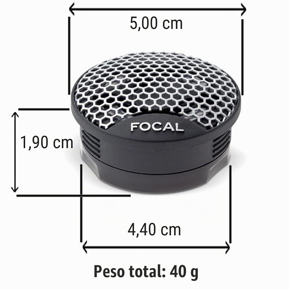 2 tweeters Focal TWU1.5 TWU 1.5 de 5,00 cm 50 mm 2" diámetro 15 vatios rms y 100 vatios MAX impedancia 4 ohmios sensibilidad 94 db spl por Coche, por par