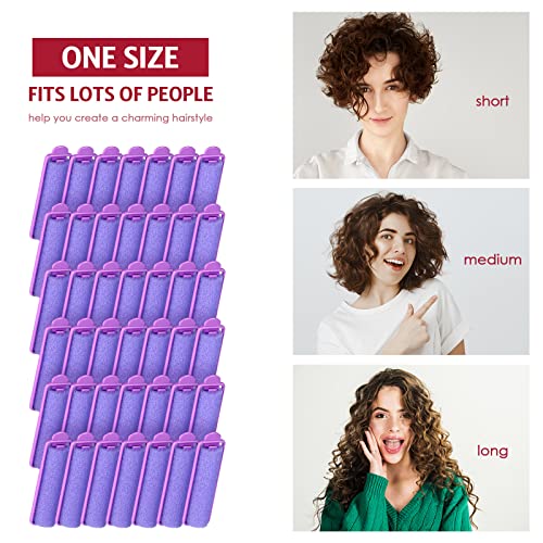 43 Pieces Foam Sponge Hair Rollers Set, Includes 42 Pieces Soft Sleeping Hair Curlers Flexible Hair Styling Sponge Curler And Stainless Steel Rat Tail Comb Pintail Comb For Hair Styling (Purple) #TOP4
