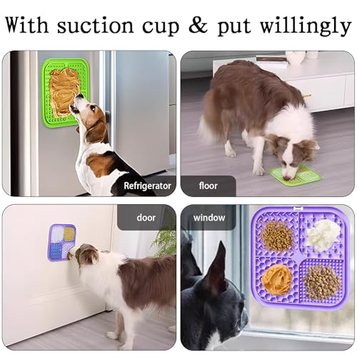 2 Stück Schleckmatte Hund, Leckmatte für Hunde und Katzen mit Saugnäpfen, langsames Füttern, Schleckmatte für Angstzustände, Butter, Joghurt, Erdnussbutter, Haustier-Badetrainingsmatte, 20 * 20cm