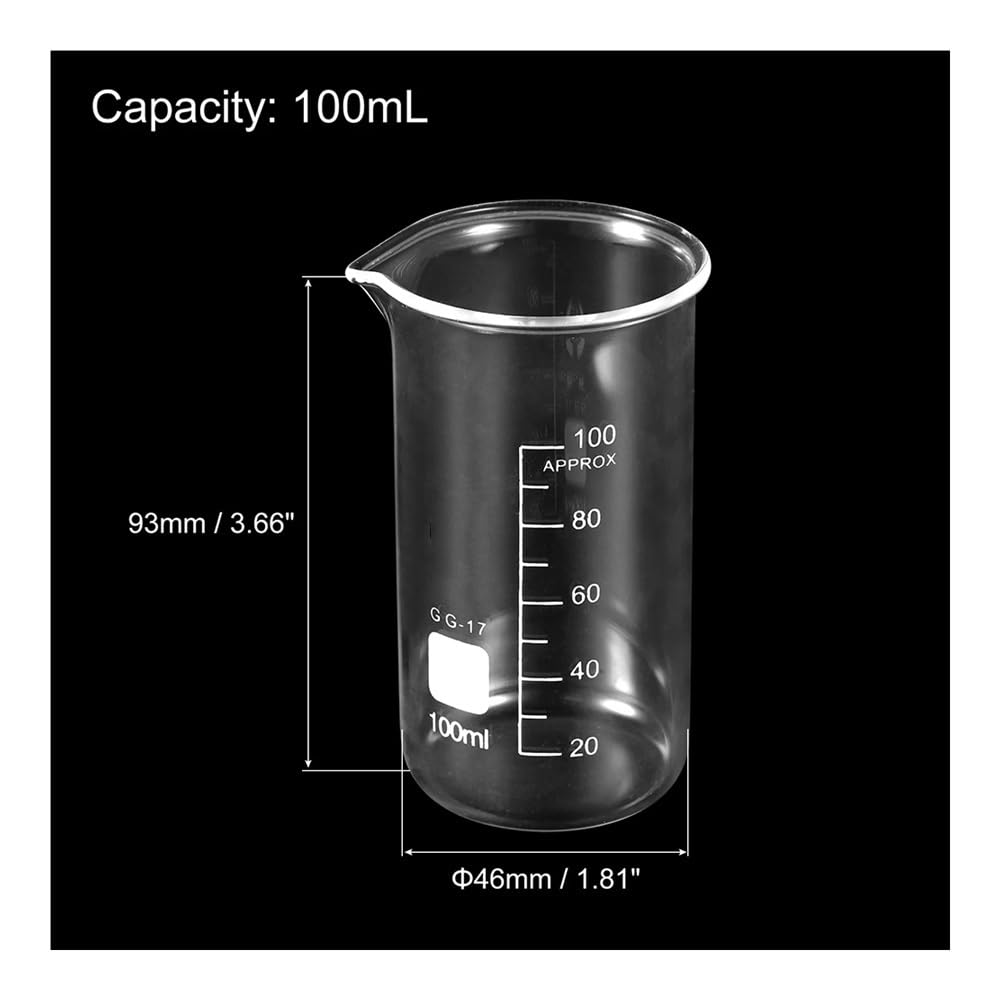 2/3 sztuki 5-500 ml szklany kubek laboratoryjny z miarką z nadrukiem i dzióbkiem (3 szt. 100 ml wysoki kształt)