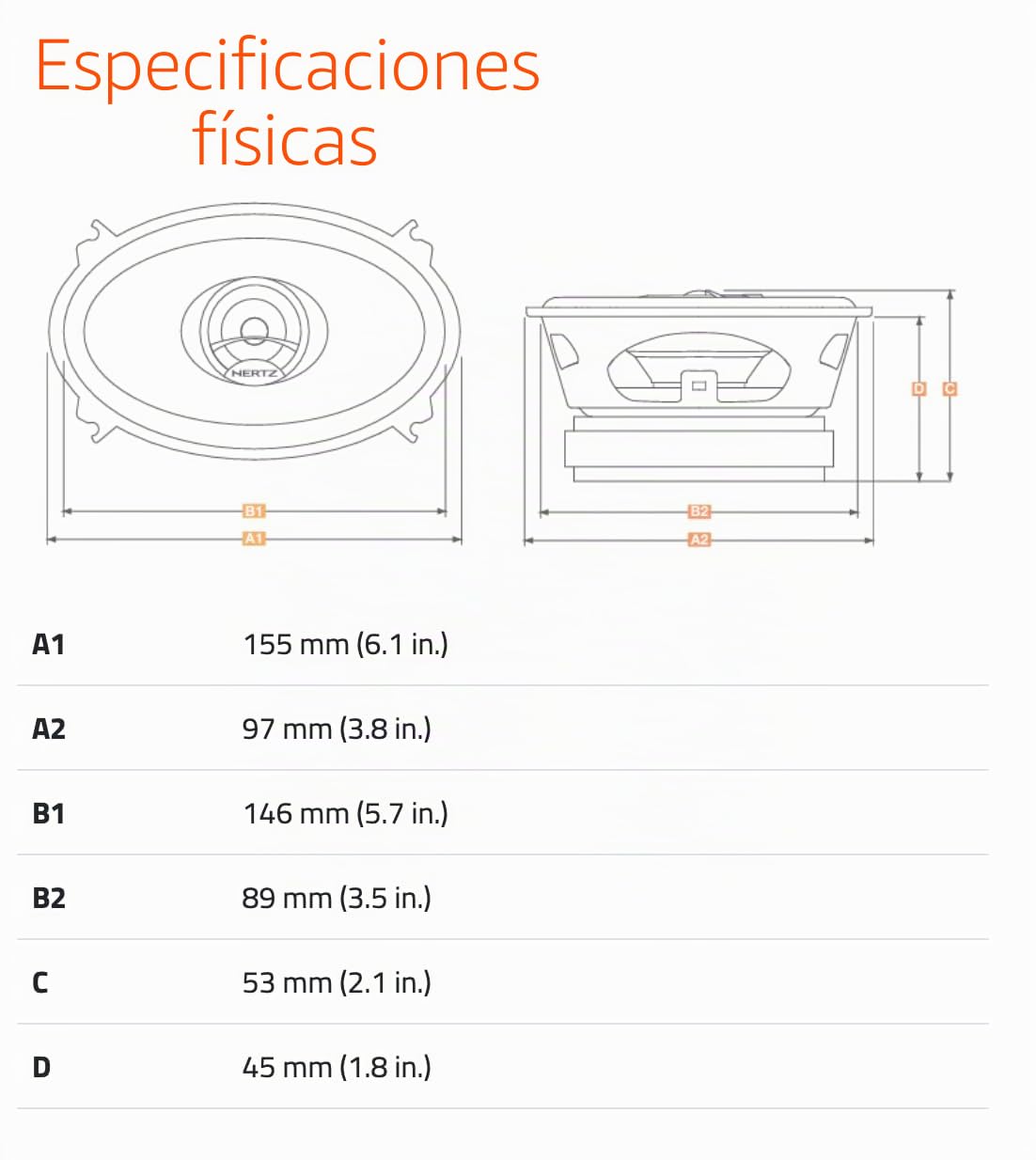 Hertz DCX 460.3 par de Altavoces coaxiales de 2 vías 4x6, 80 W | papel prensado hidrófugo, tweeter PEI 15 mm, 40 W RMS, 4 Ohm, 93 dB, 65-21000 Hz, imán de ferrita, profundidad 45 mm