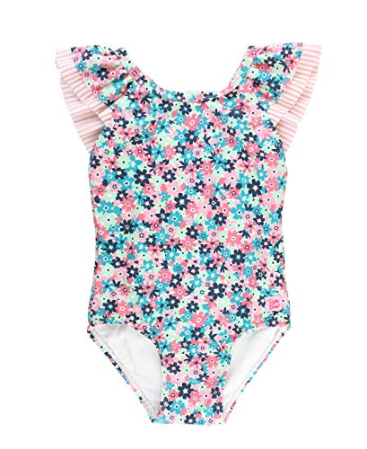 RuffleButts Girls Water Lilies Ruffle V-Back One Piece - 5