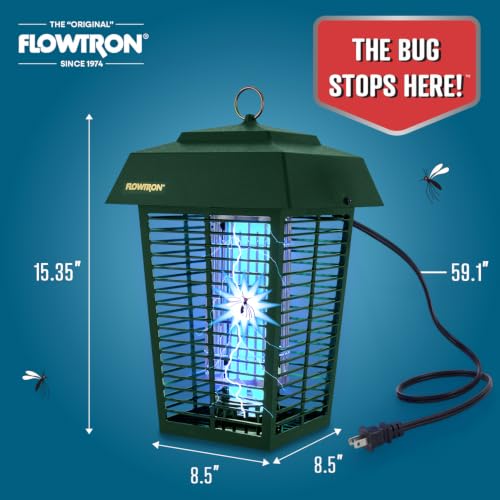 Image of Flowtron Electric Bug Zapper, 1 Acre Outdoor, 40W UV, 5600V Zap, Green